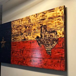 Handmade Wooden Texas Flag